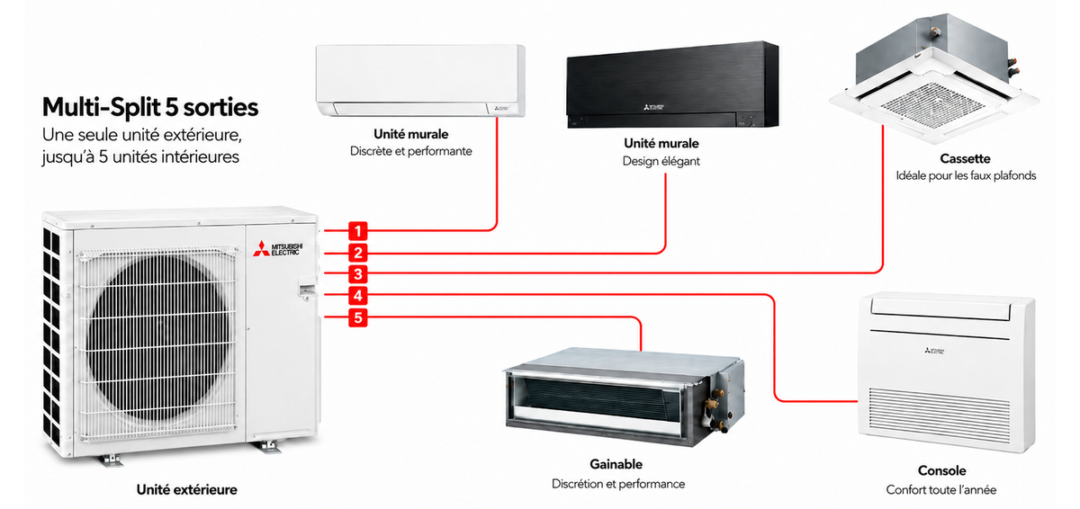 Schéma d’une installation de climatisation multi-split